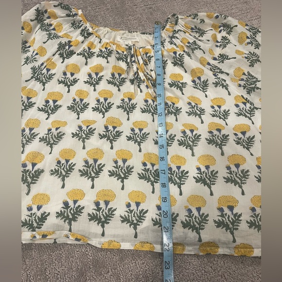 Emerson Fry Lucy White & Yellow Floral Blouse, Bracelet Length Sleeves, Sz. S - Picture 9 of 16